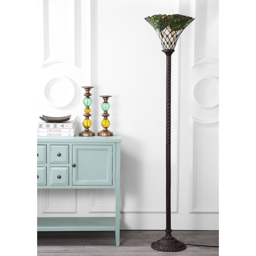 Botanical Tiffany Style Torchiere LED Floor Lamp. Picture 6