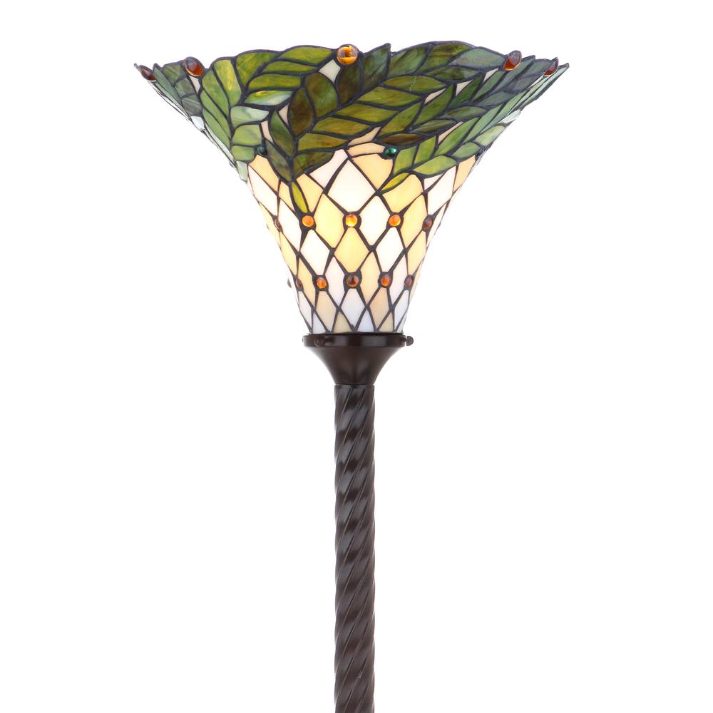 Botanical Tiffany Style Torchiere LED Floor Lamp. Picture 7