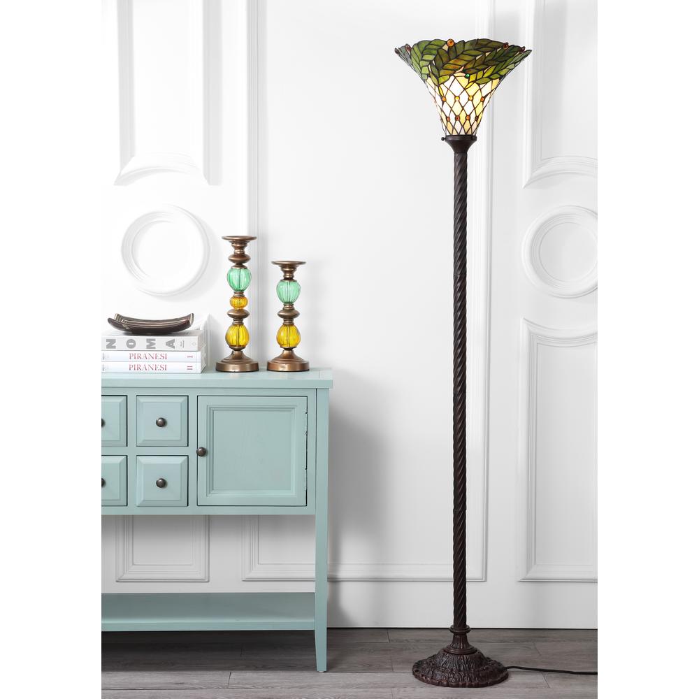 Botanical Tiffany Style Torchiere LED Floor Lamp. Picture 5