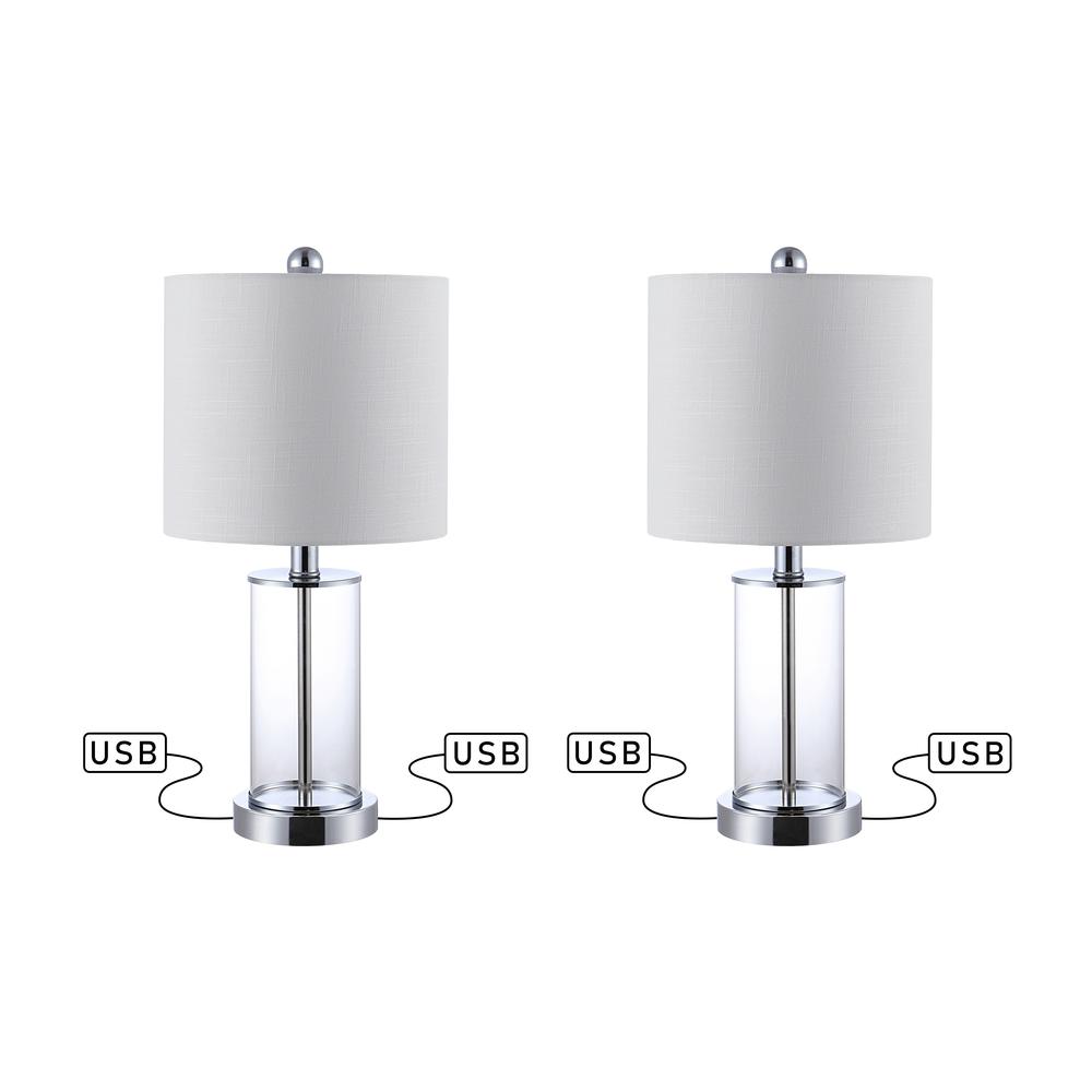 Abner Glass Modern Contemporary USB Charging LED Table Lamp (Set of 2). Picture 2