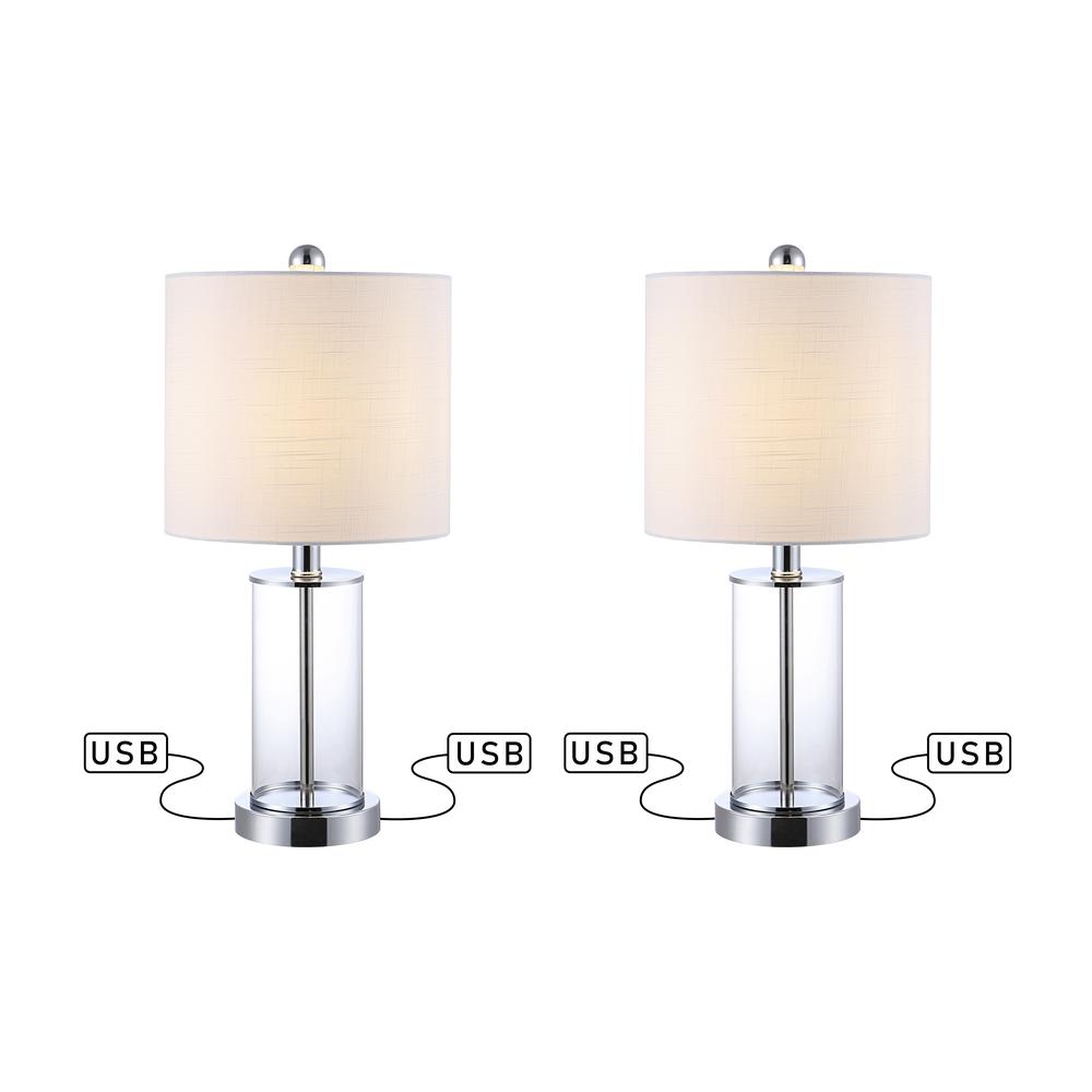 Abner Glass Modern Contemporary USB Charging LED Table Lamp (Set of 2). Picture 1