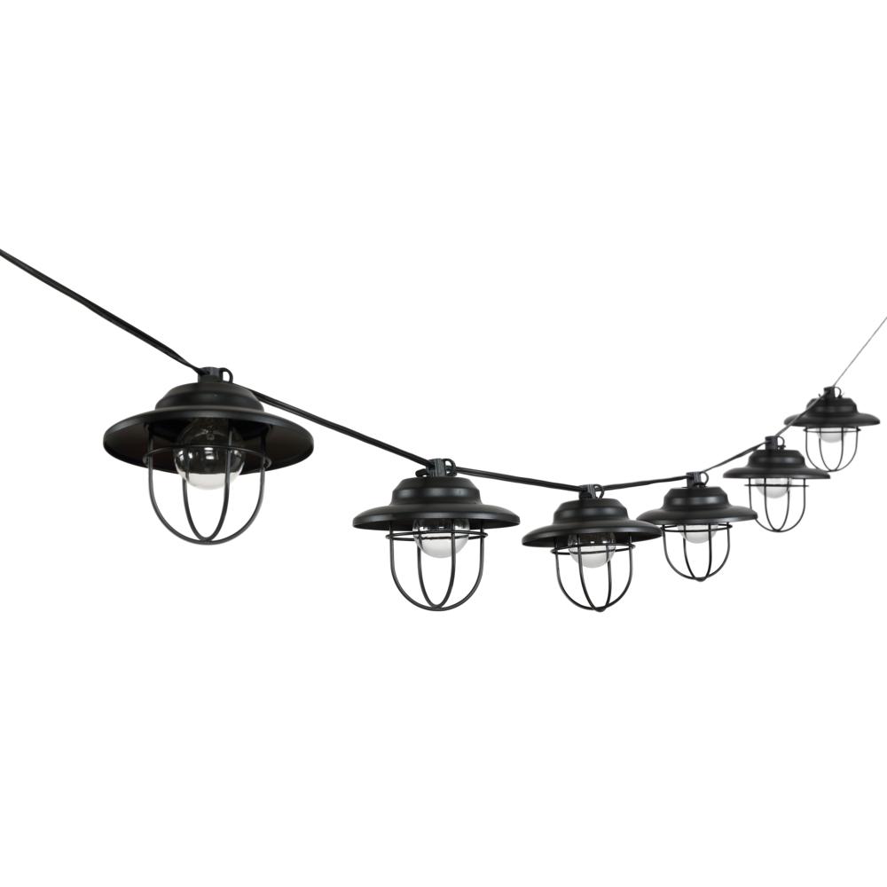 Indoor/Outdoor Rustic Farmhouse Incandescent G Metal Cage Shade String Lights. Picture 2