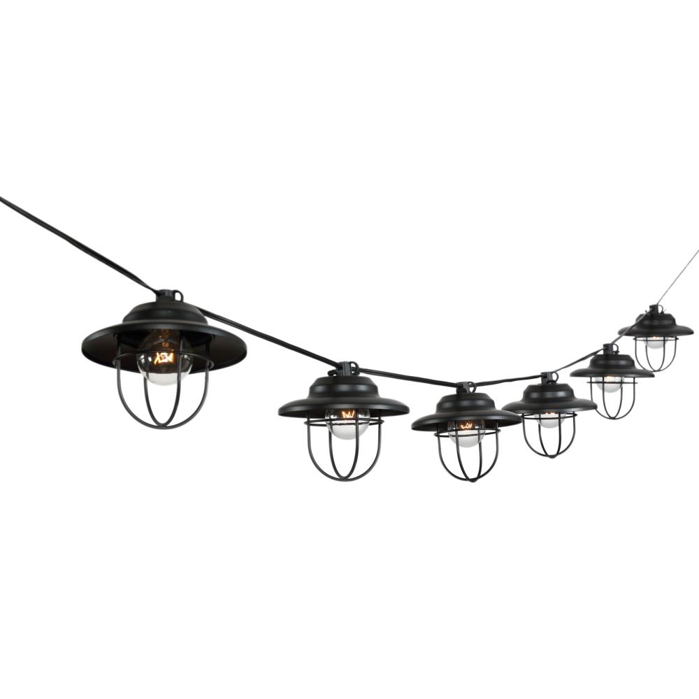 Indoor/Outdoor Rustic Farmhouse Incandescent G Metal Cage Shade String Lights. Picture 1