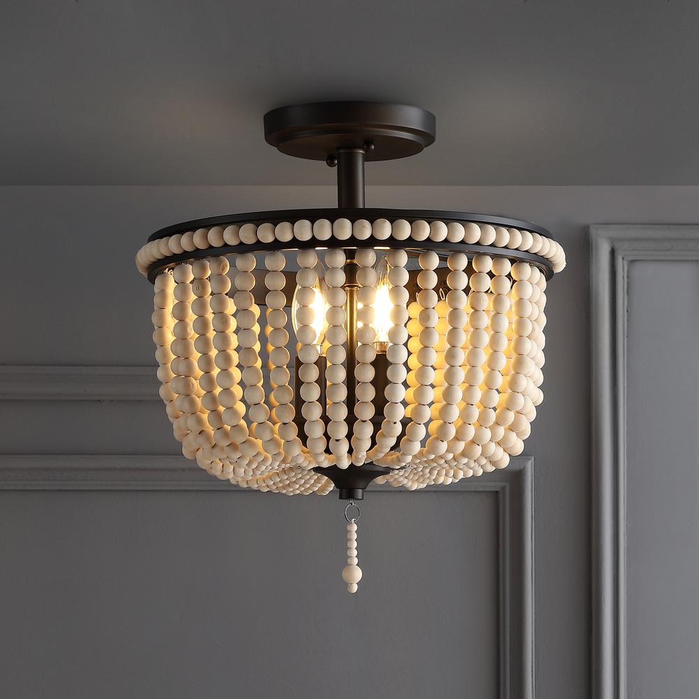 Allie Wood Beaded/Metal LED Flush Mount. Picture 5