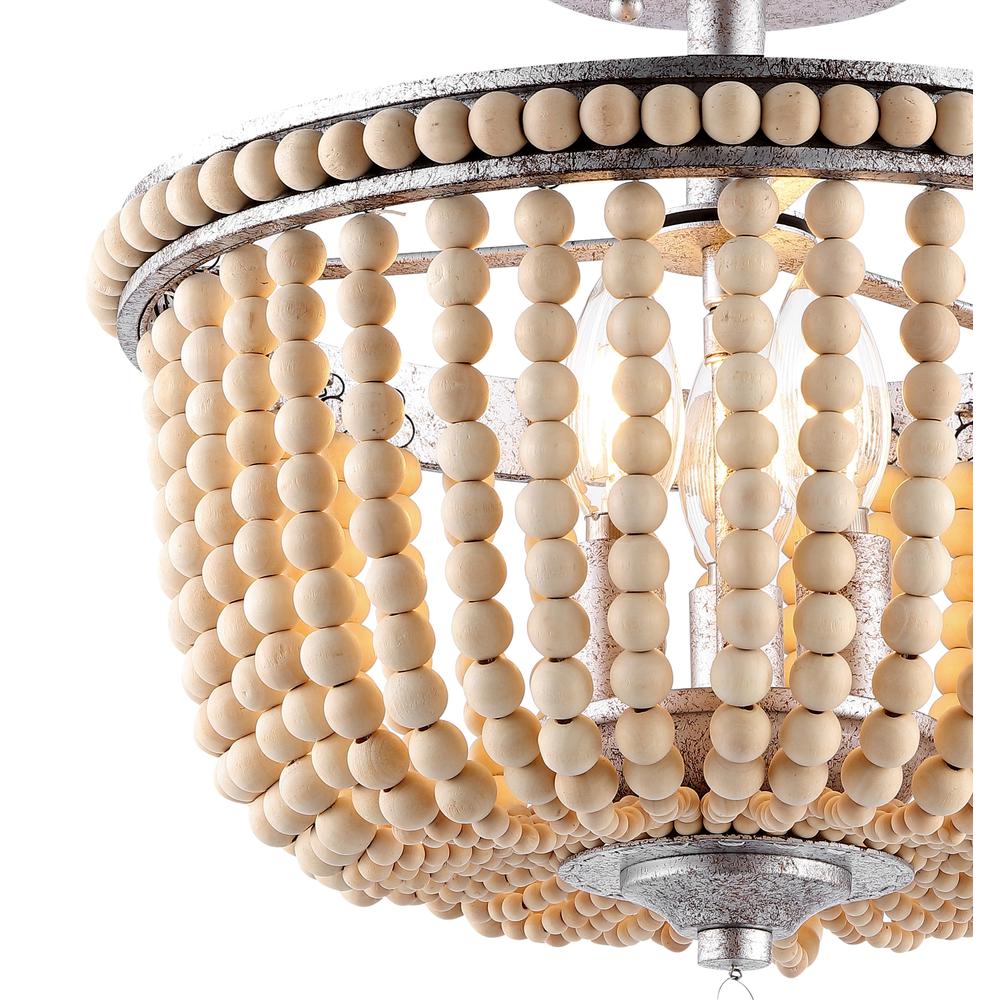 Allie Wood Beaded/Metal LED Flush Mount. Picture 2