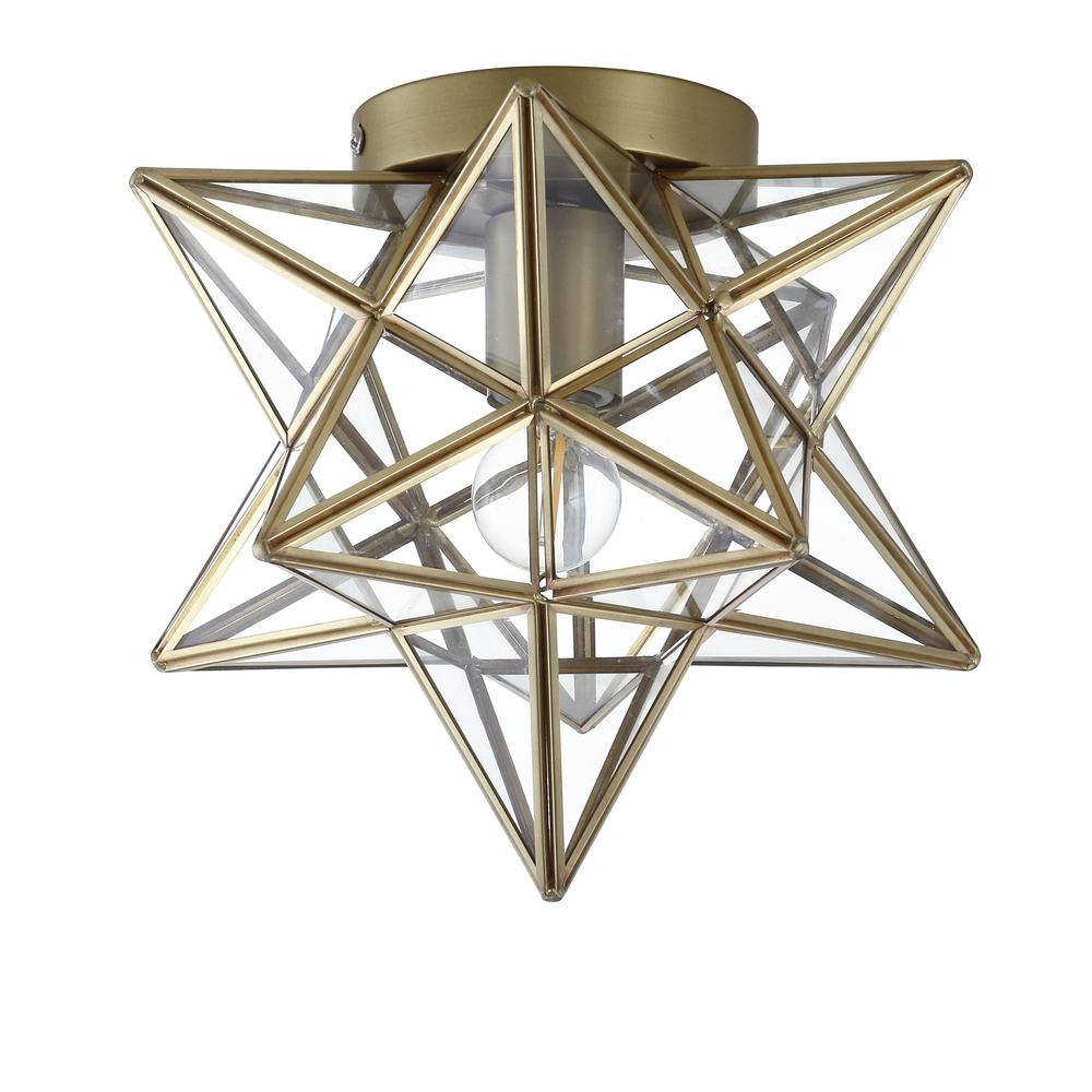 Stella Moravian Star Metal/Clear Glass Led Pendant. Picture 2