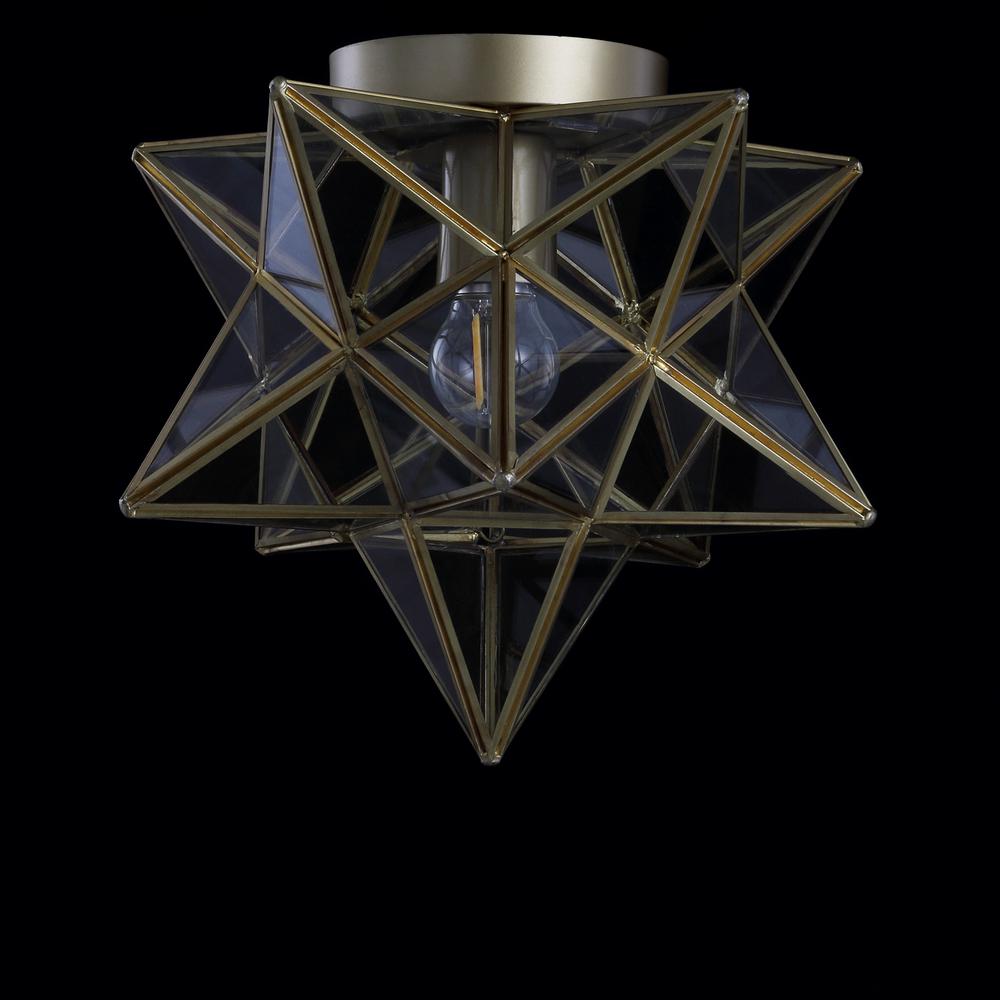 Stella Moravian Star Metal/Clear Glass Led Pendant. Picture 4