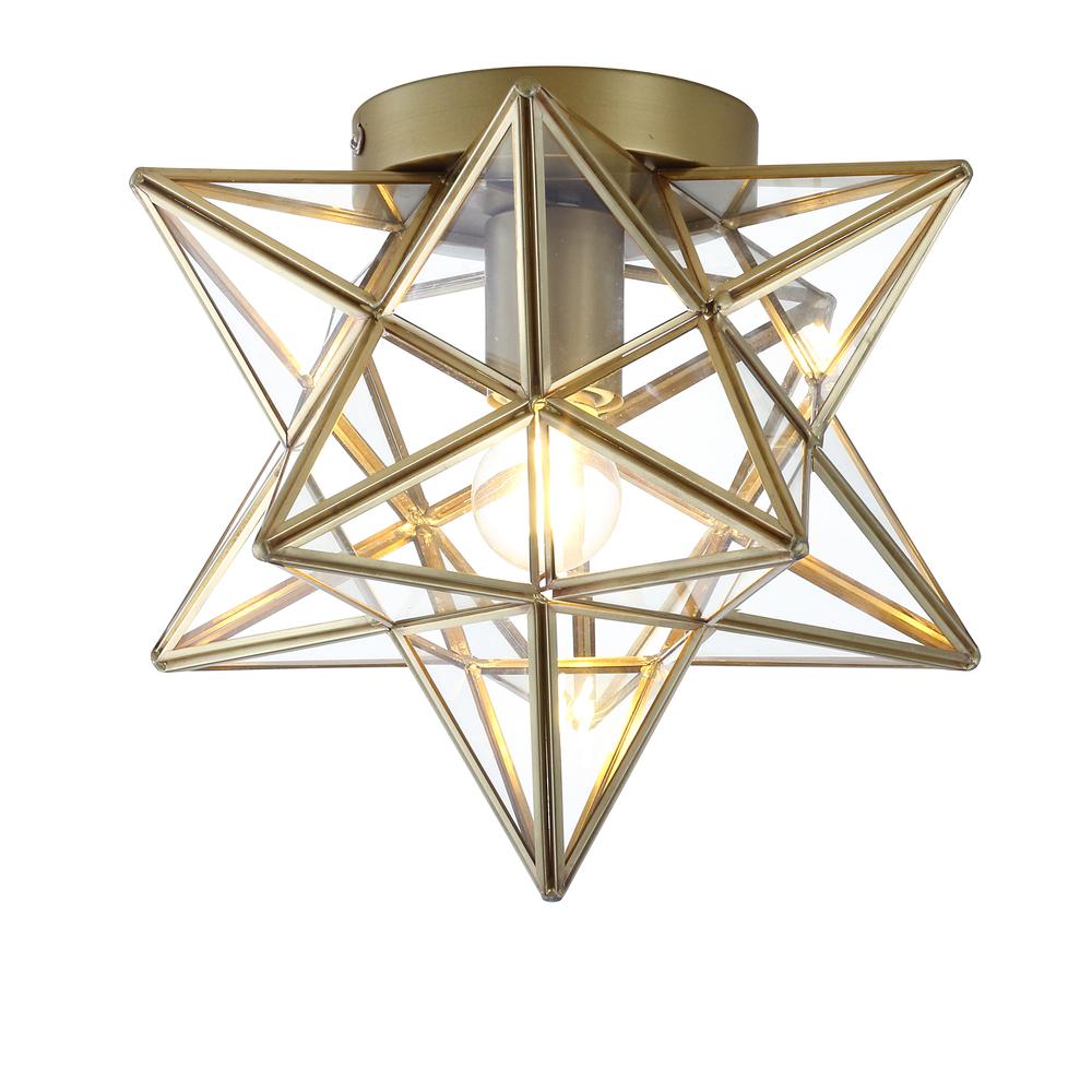 Stella Moravian Star Metal/Clear Glass Led Pendant. Picture 1