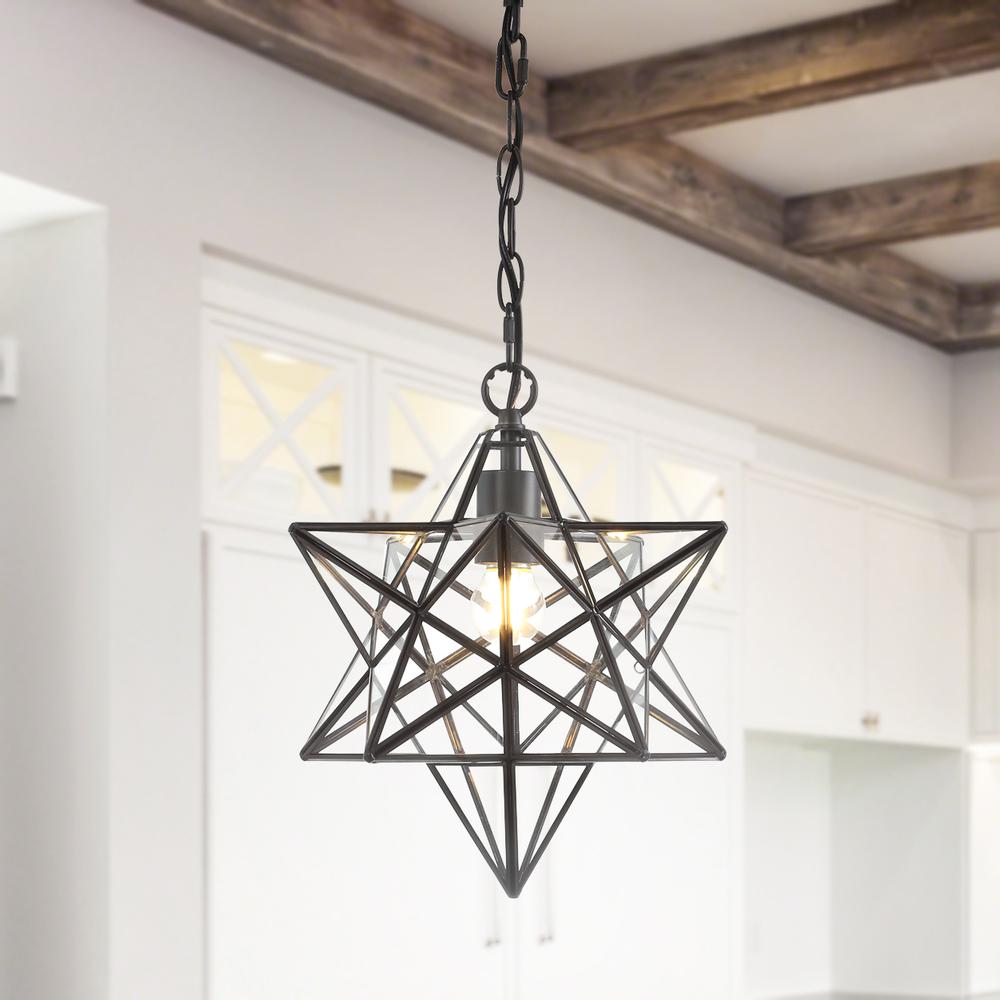 Stella Moravian Star Metal/Clear Glass LED Pendant. Picture 15