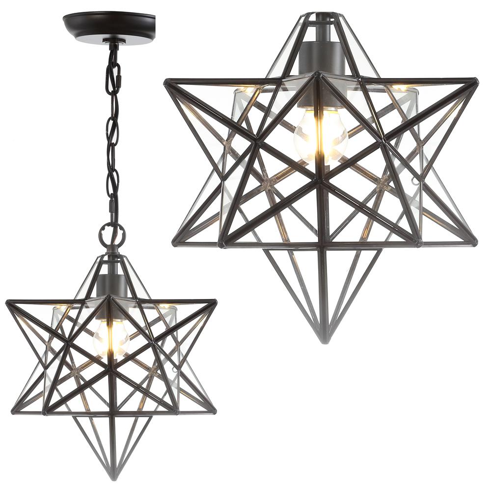 Stella Moravian Star Metal/Clear Glass LED Pendant. Picture 13