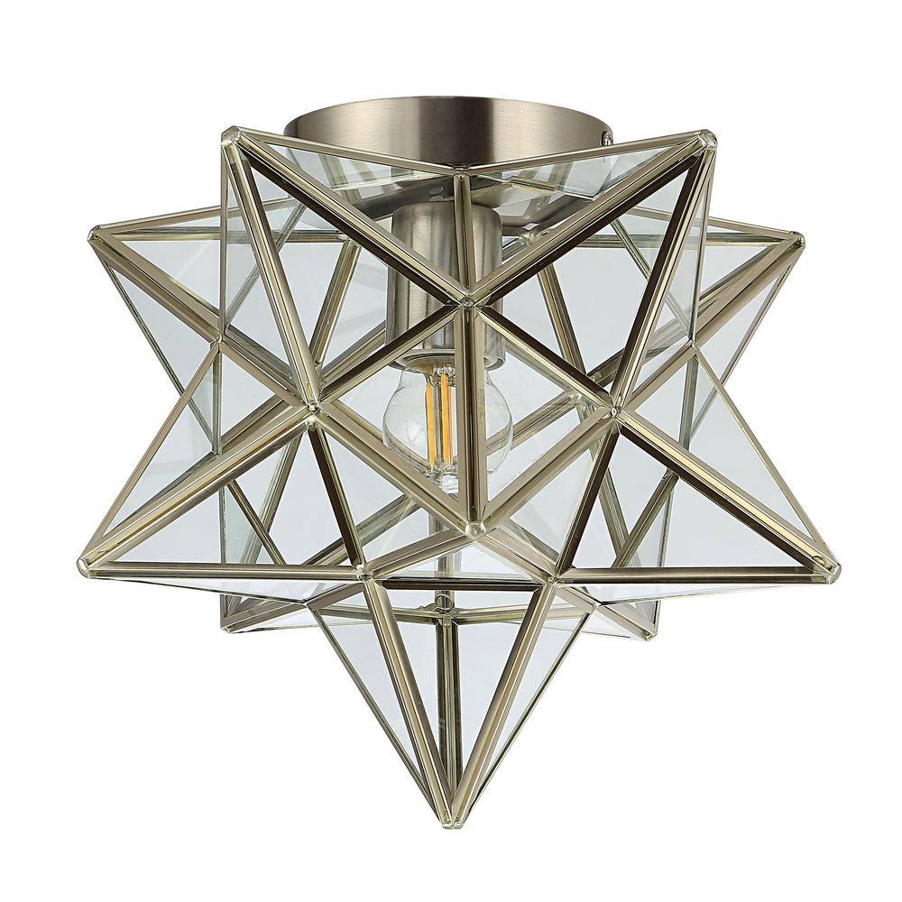 Stella Moravian Star Metal/Clear Glass LED Pendant. Picture 2