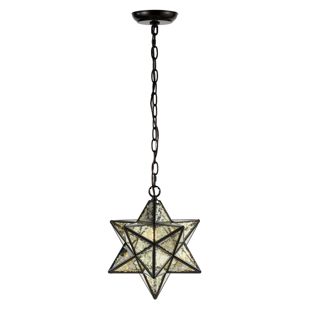 Stella Moravian Star Metal/Clear Glass LED Pendant. Picture 1