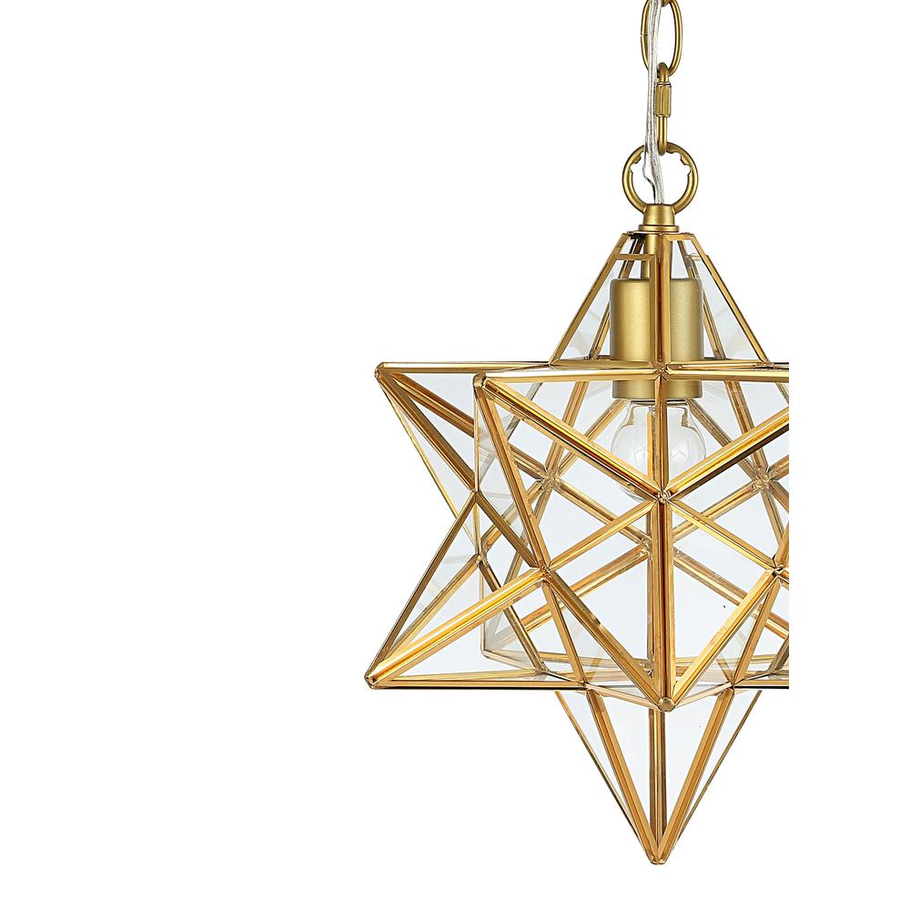 Stella Moravian Star Metal/Clear Glass Led Pendant. Picture 3