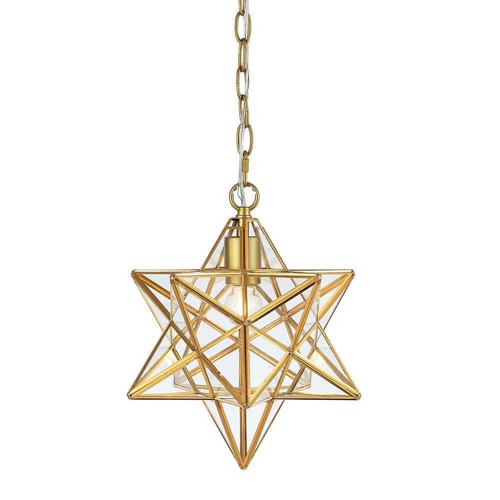 Stella Moravian Star Metal/Clear Glass Led Pendant. Picture 8