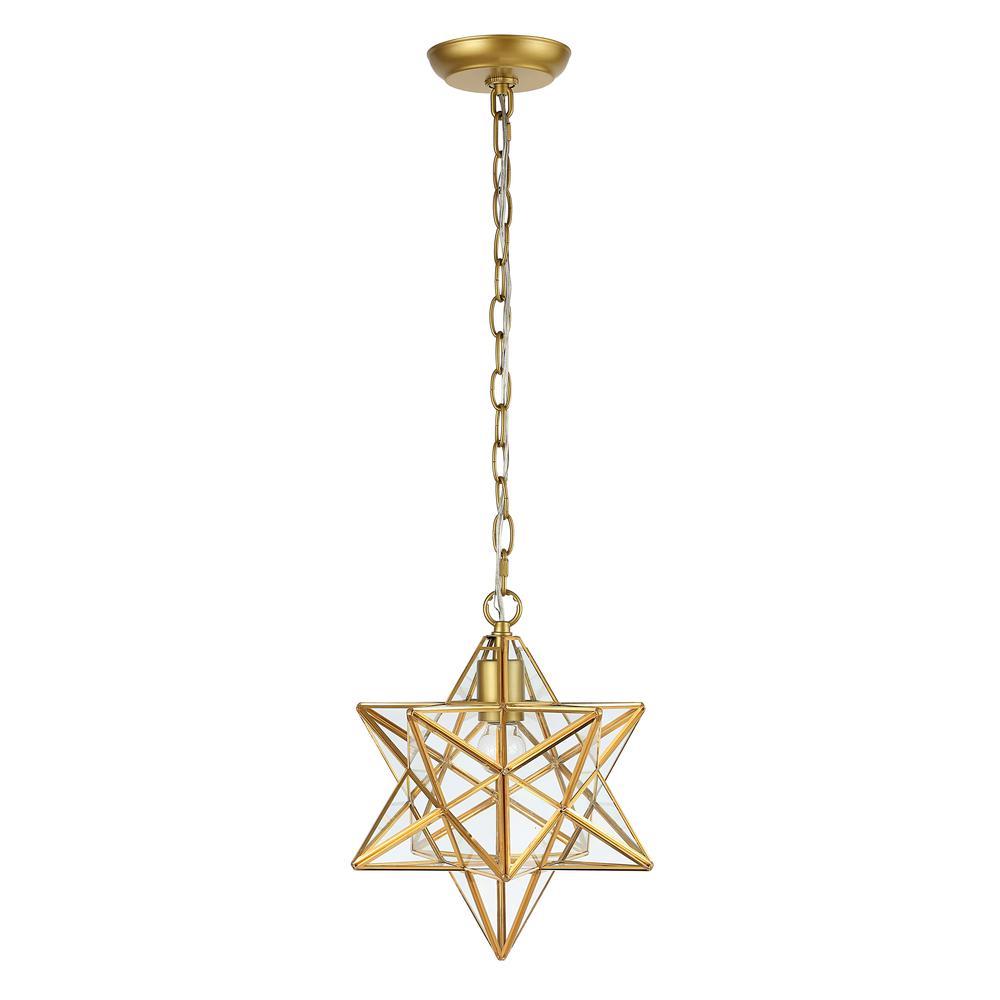Stella Moravian Star Metal/Clear Glass Led Pendant. Picture 2