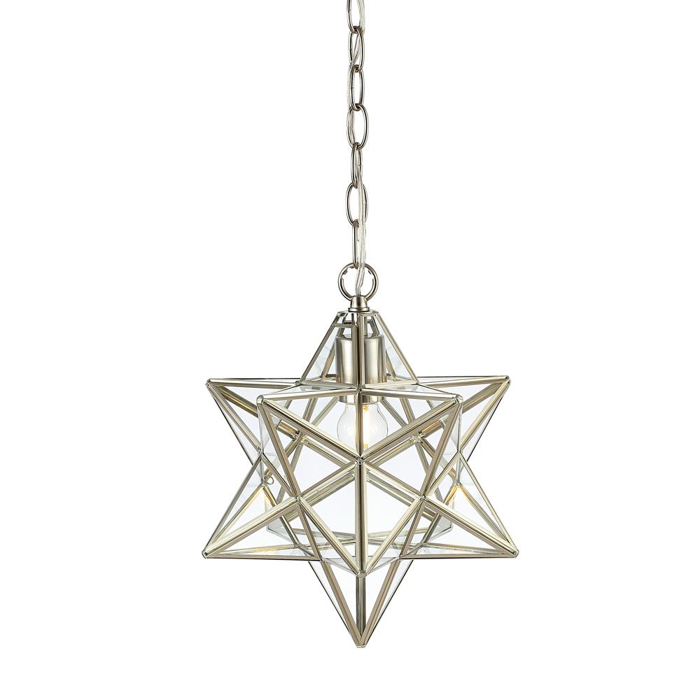 Stella Moravian Star Metal/Clear Glass LED Pendant. Picture 8