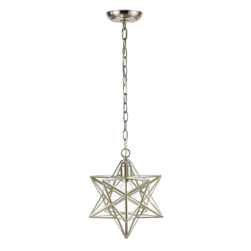 Stella Moravian Star Metal/Clear Glass LED Pendant. Picture 1