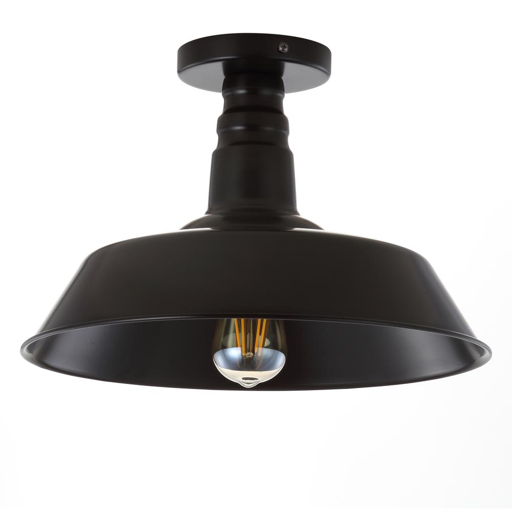 Camila Classic Industrial Indoor/Outdoor Iron Led Semi Flush Mount. Picture 2