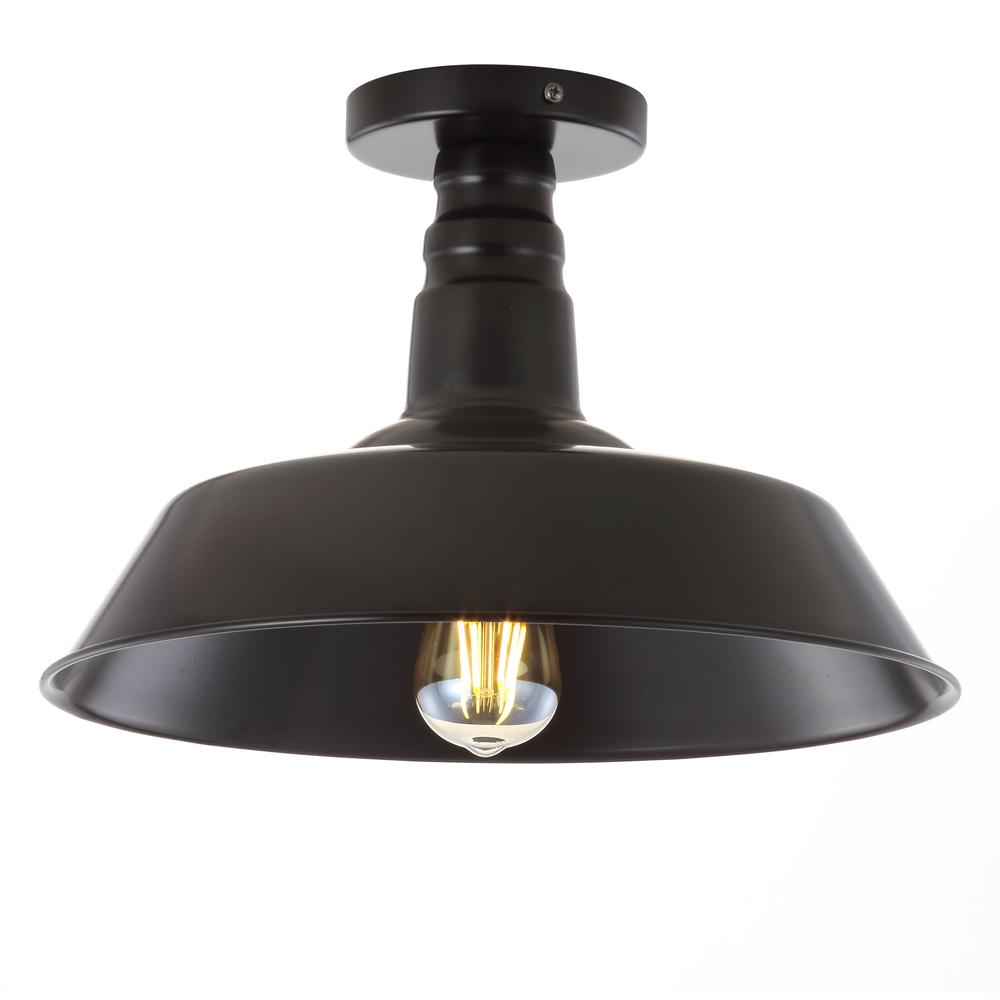 Camila Classic Industrial Indoor/Outdoor Iron Led Semi Flush Mount. Picture 1