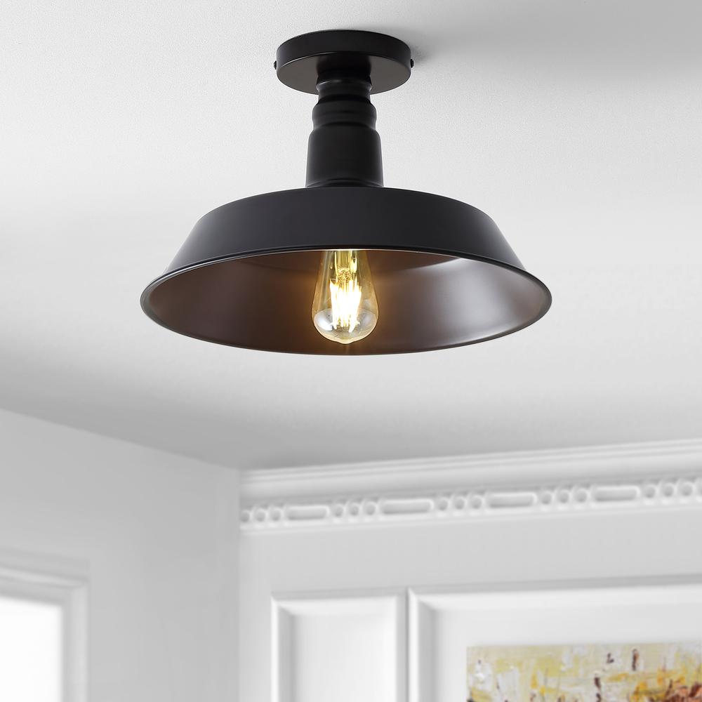 Camila Classic Industrial Indoor/Outdoor Iron Led Semi Flush Mount. Picture 5