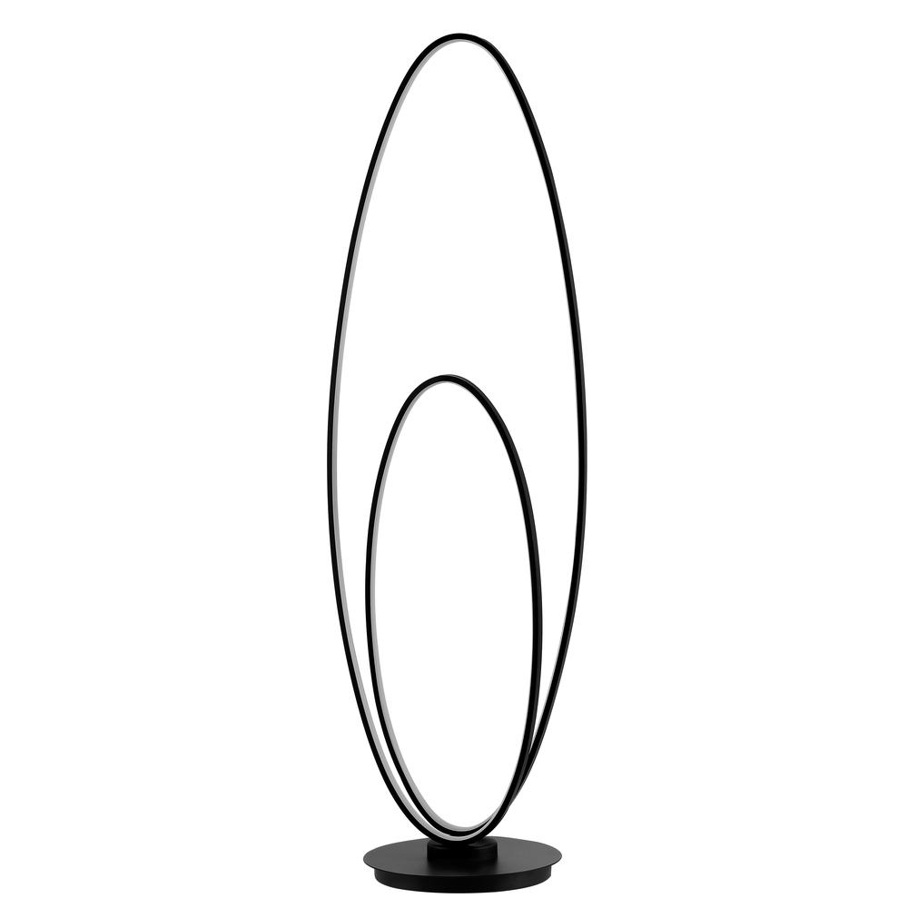 Looper 47" Metal Modern Contemporary Oval Dimmable Integrated LED Floor Lamp, Black. Picture 1
