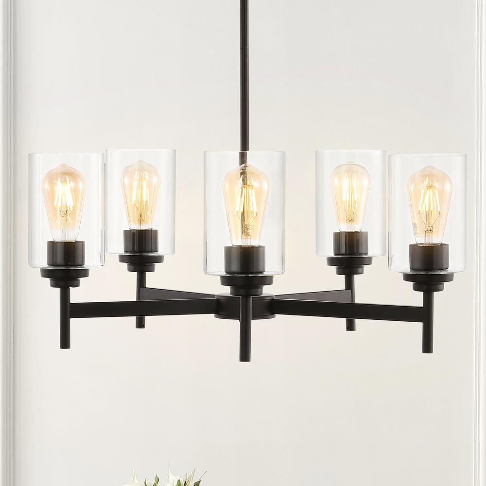Orpheus Farmhouse Industrial Iron Cylinder LED Chandelier. Picture 8