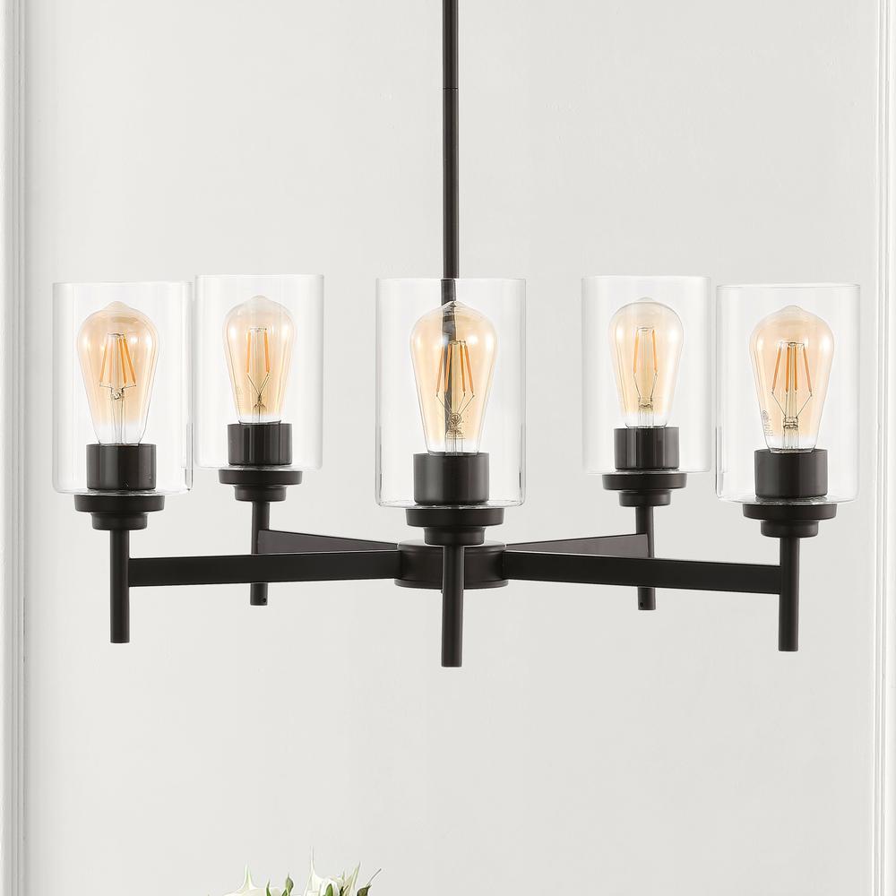 Orpheus Farmhouse Industrial Iron Cylinder LED Chandelier. Picture 6