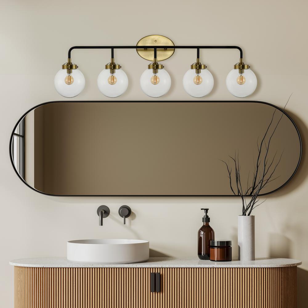 Caleb 5-Light Contemporary Transitional Iron/Glass Led Vanity Light. Picture 3