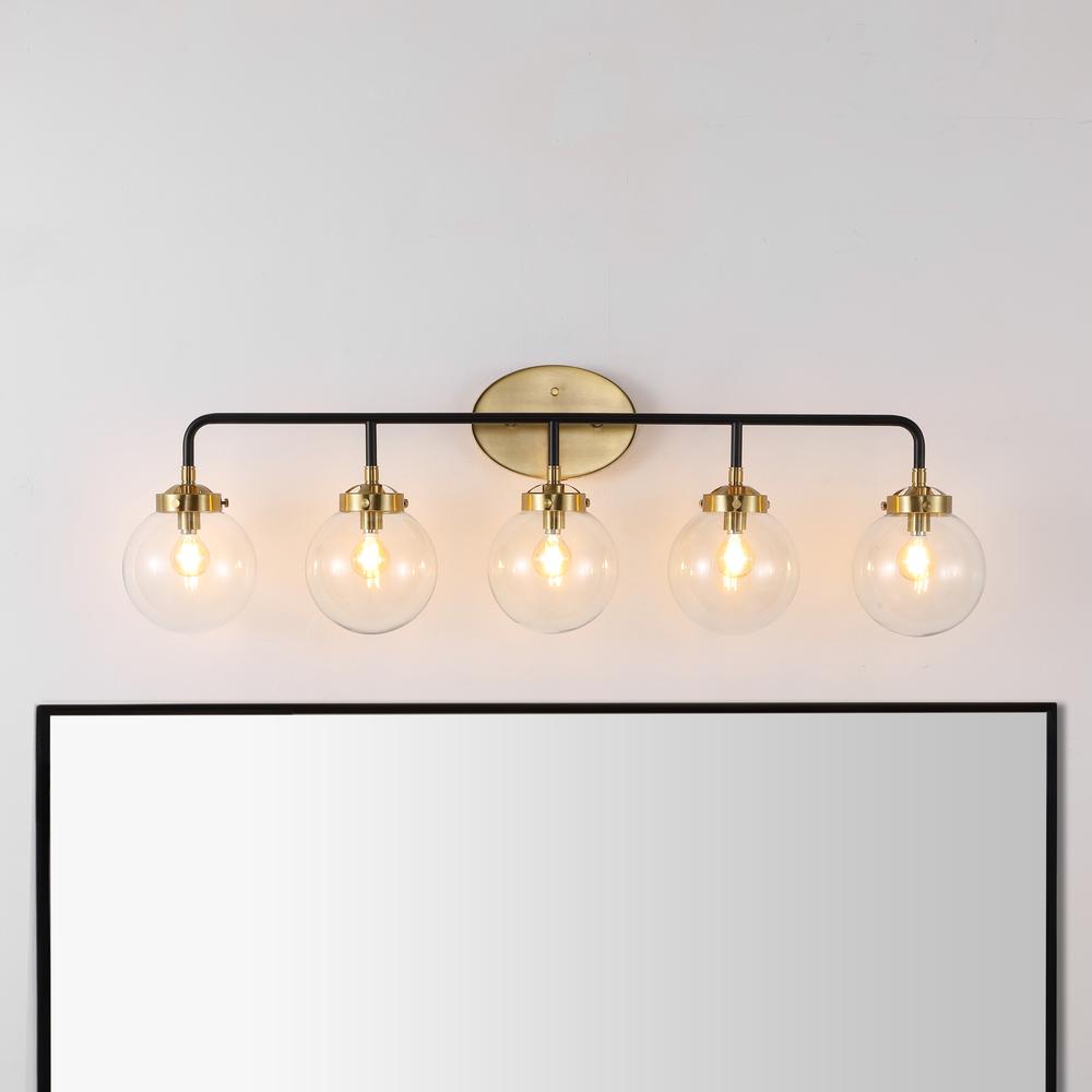 Caleb 5-Light Contemporary Transitional Iron/Glass Led Vanity Light. Picture 2