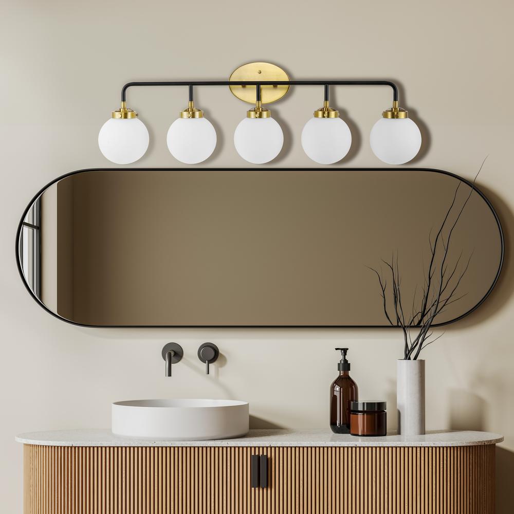 Caleb 5-Light Contemporary Transitional Iron/Glass Led Vanity Light. Picture 3