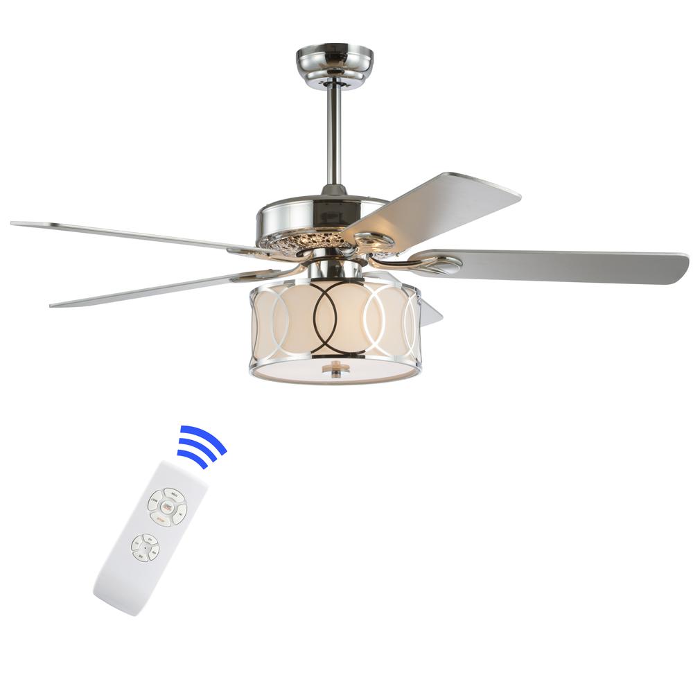 Circe Transitional Glam Drum Shade Led Ceiling Fan With Remote. Picture 1
