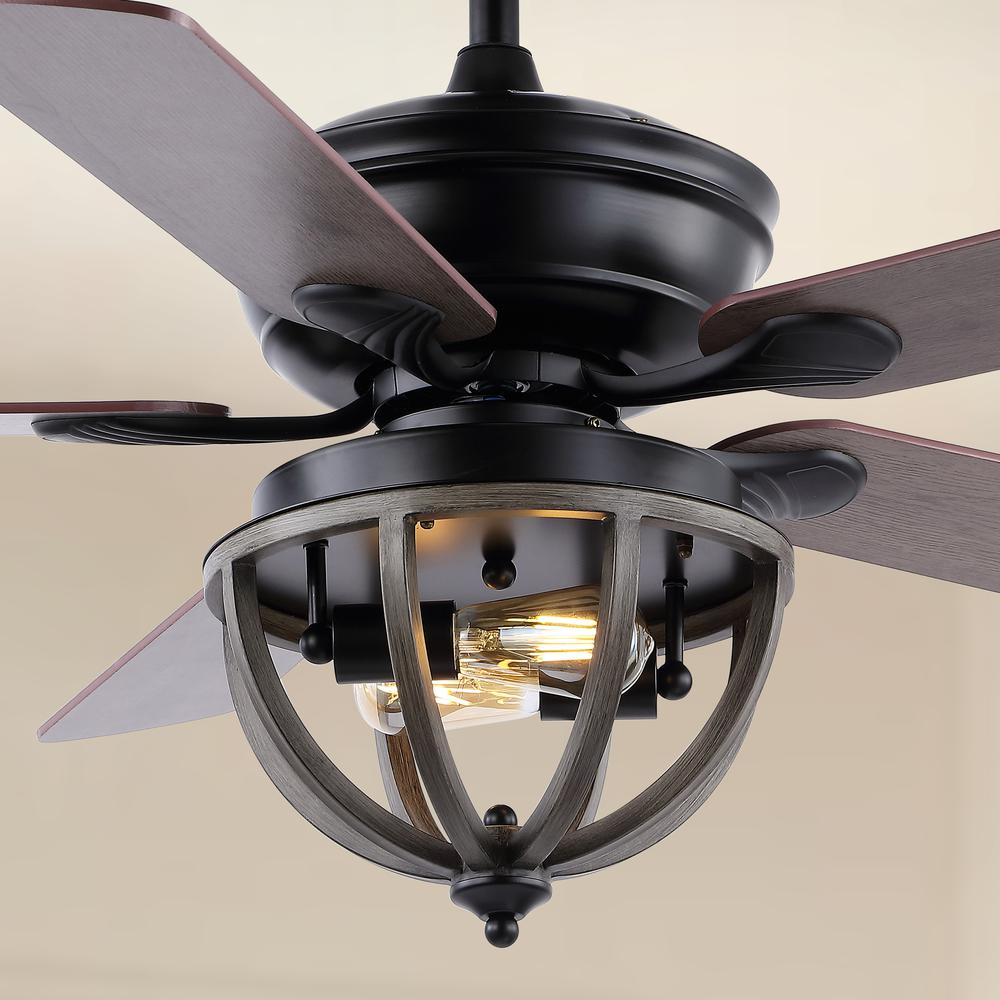 Jasper Farmhouse Industrial Iron Dome Shade LED Ceiling Fan with Remote. Picture 12