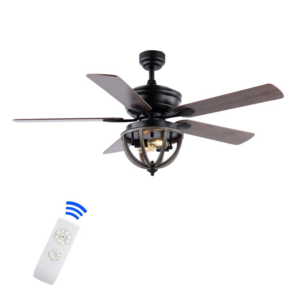 Jasper Farmhouse Industrial Iron Dome Shade LED Ceiling Fan with Remote. Picture 11