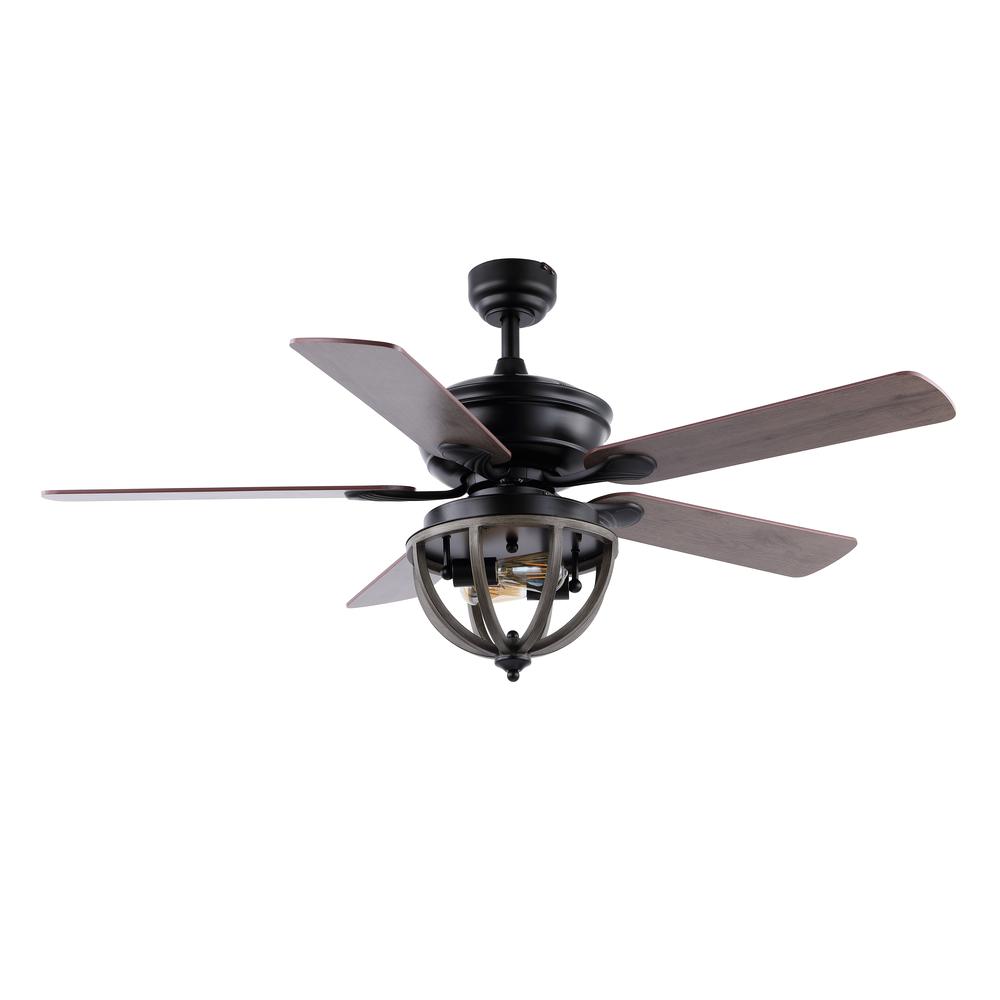Jasper Farmhouse Industrial Iron Dome Shade LED Ceiling Fan with Remote. Picture 2