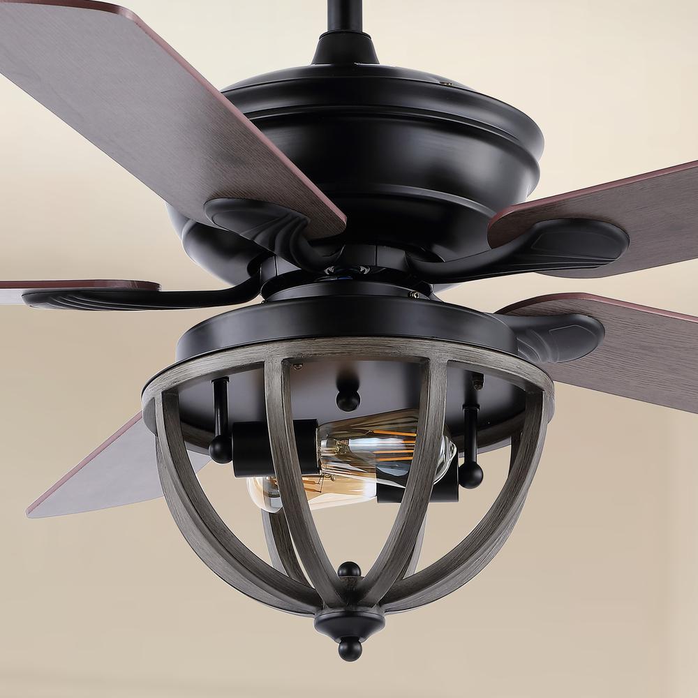 Jasper Farmhouse Industrial Iron Dome Shade LED Ceiling Fan with Remote. Picture 10