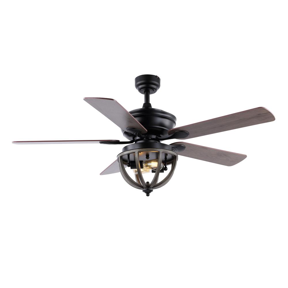 Jasper Farmhouse Industrial Iron Dome Shade LED Ceiling Fan with Remote. Picture 1