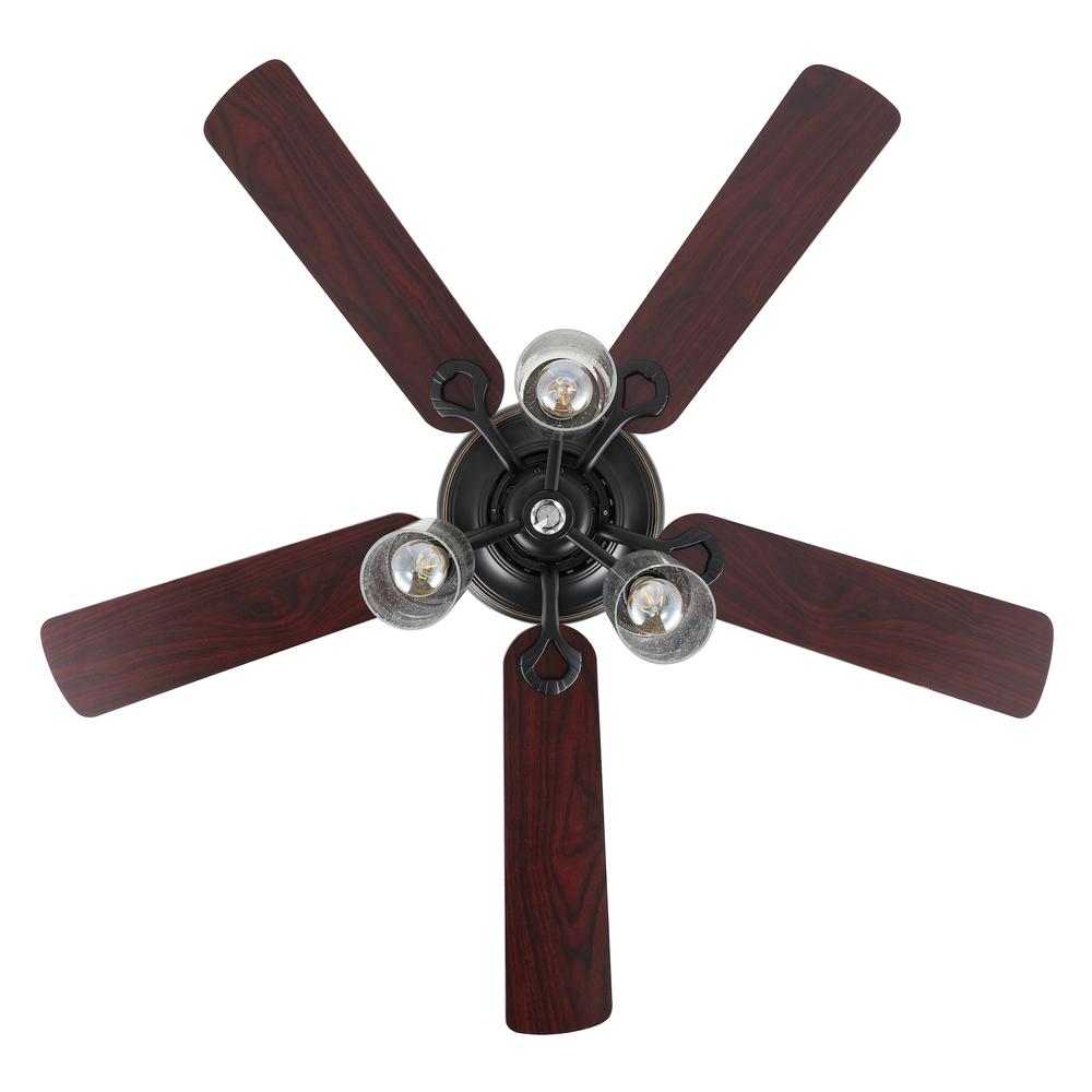 Industrial Iron/Woodseeded Glass Mobile Appremote Controlled LED Ceiling Fan. Picture 4