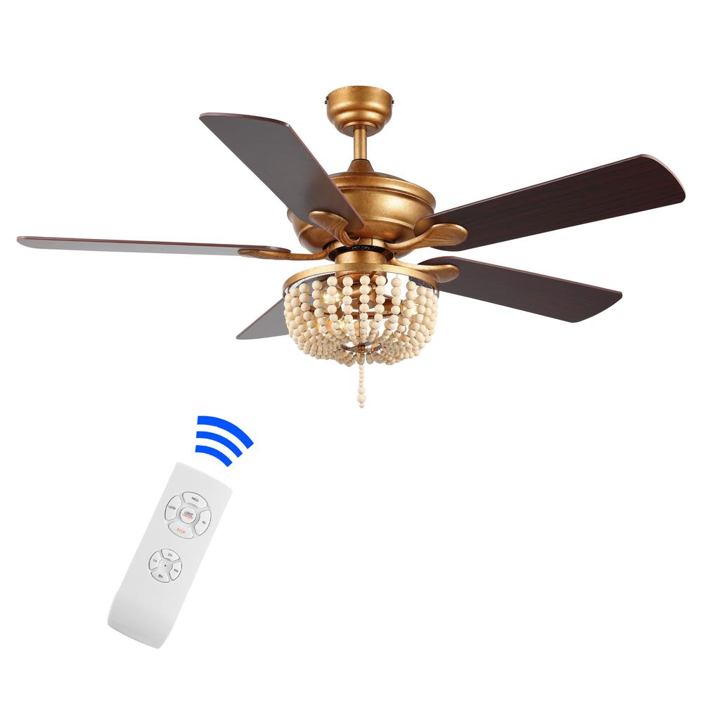 Erin Rustic Farmhouse Iron/Wood Bead Mobile Appremote Controlled Led Ceiling Fan. Picture 9