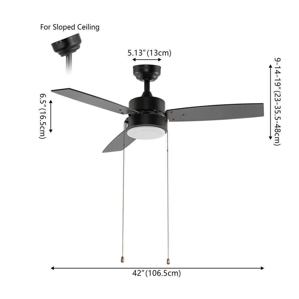 3-Speed Iron Height Adjustable Integrated LED Ceiling Fan with Pull Chains. Picture 3