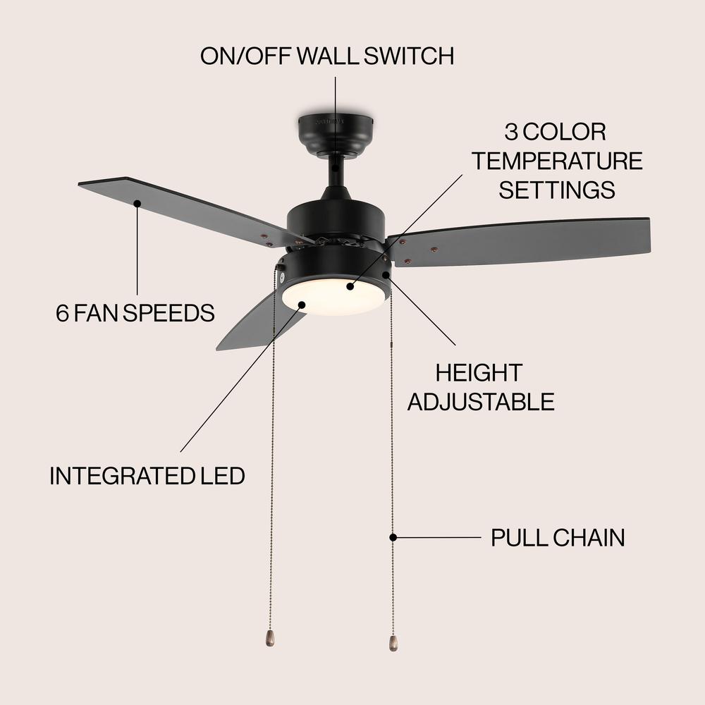 3-Speed Iron Height Adjustable Integrated LED Ceiling Fan with Pull Chains. Picture 4