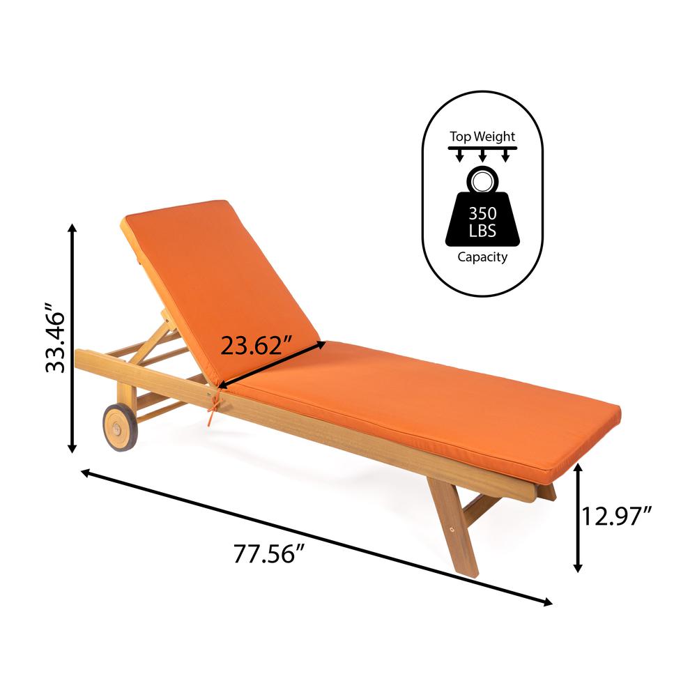 Mallorca Modern Classic Adjustable Acacia Wood Chaise Outdoor Lounge Chair. Picture 4