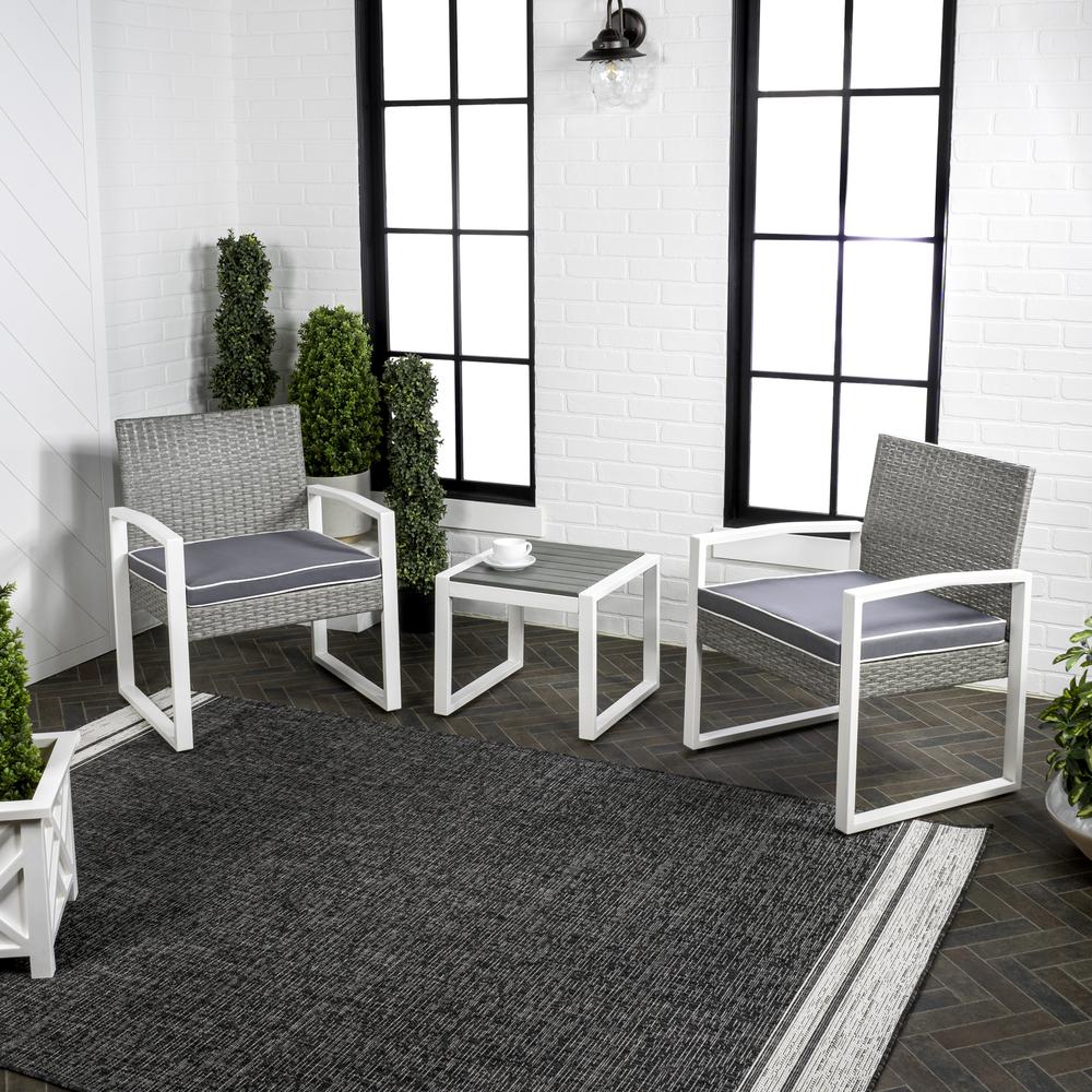 Selby 3-Piece Modern Coastal Faux Wicker Conversation Outdoor Patio Set. Picture 2