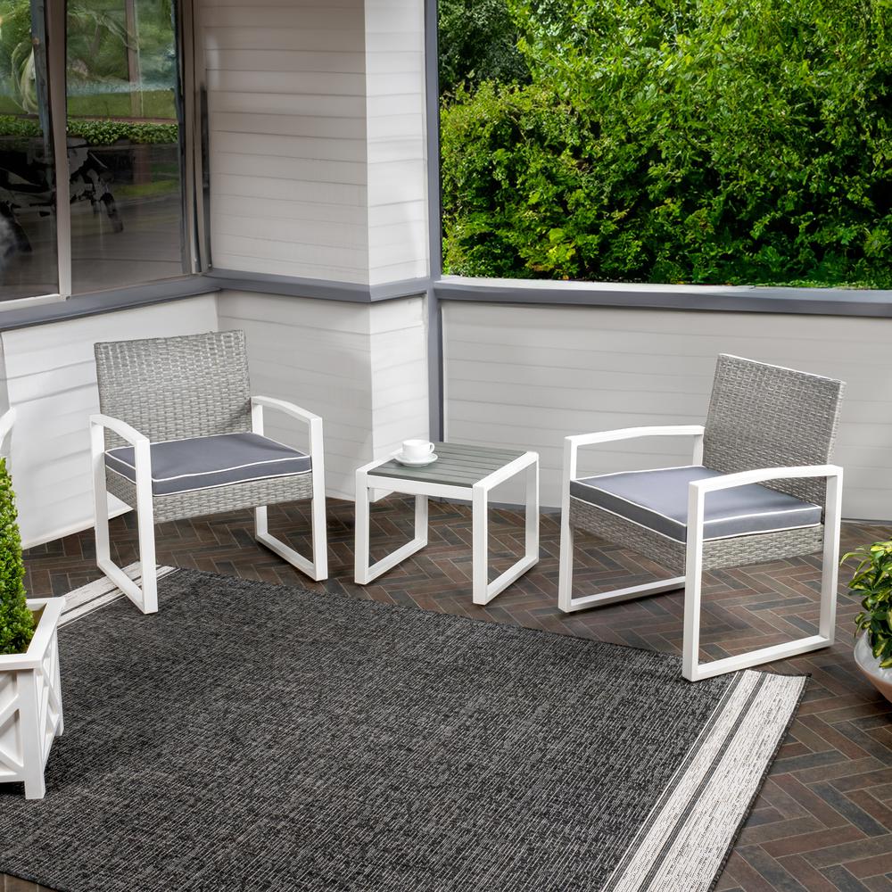 Selby 3-Piece Modern Coastal Faux Wicker Conversation Outdoor Patio Set. Picture 4