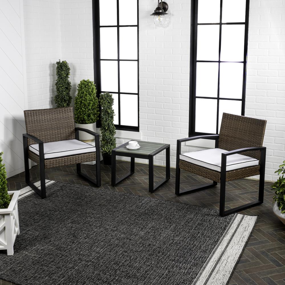 Selby 3-Piece Modern Coastal Faux Wicker Conversation Outdoor Patio Set. Picture 2