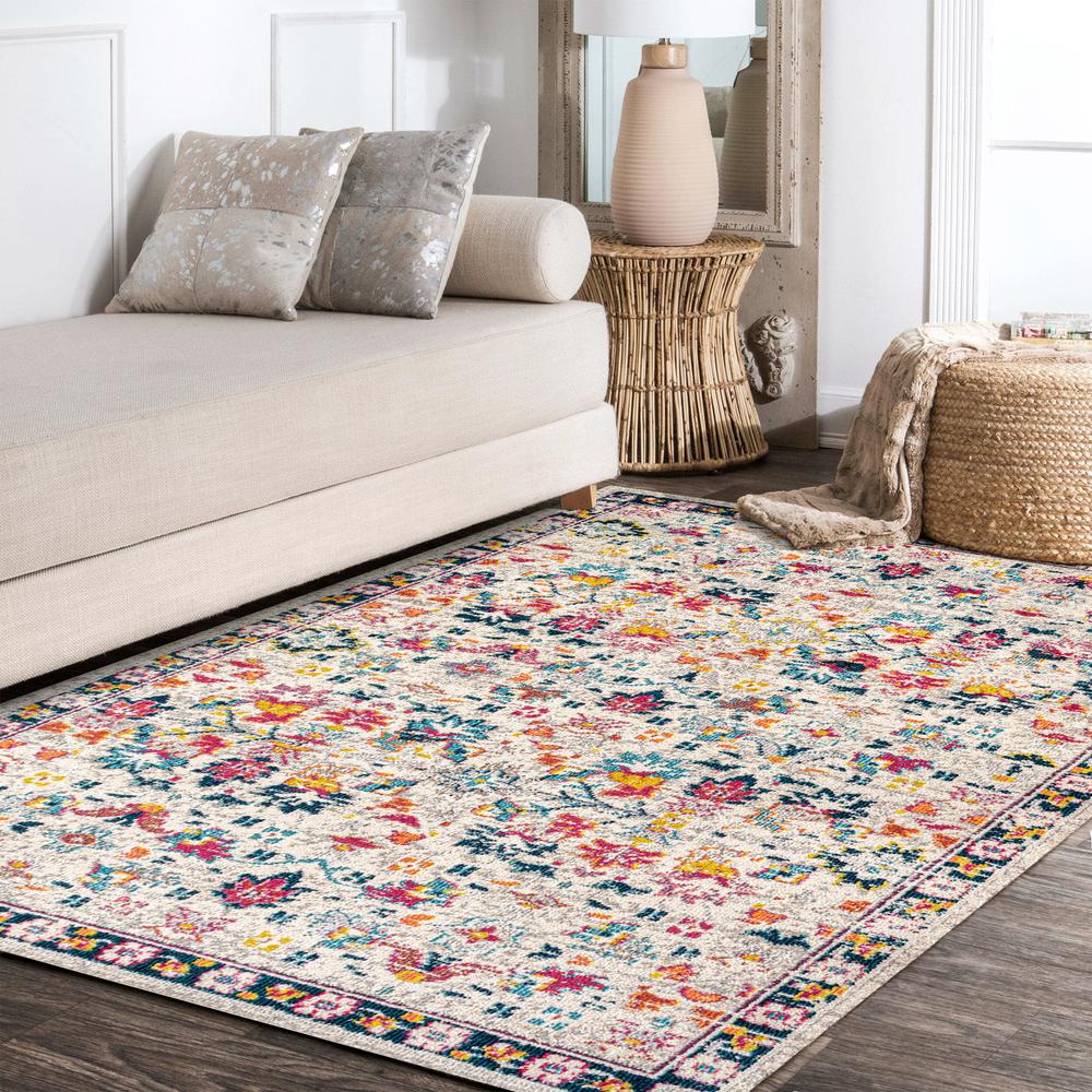 Alfombra Modern Persian Boho Floral Area Rug. Picture 13