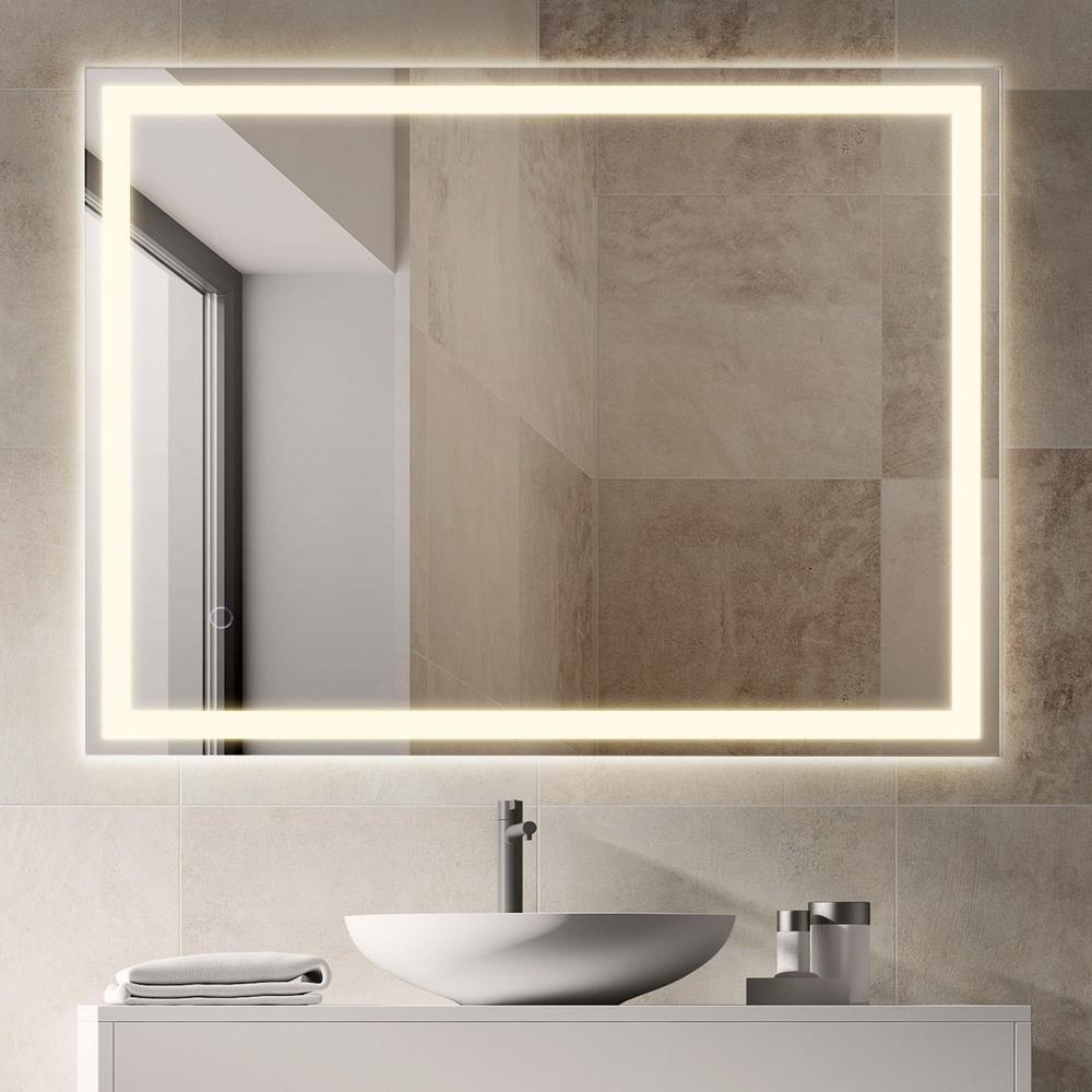 Anti-Fog Aluminum Frontback Lit Tri Color LED Bathroom Vanity Mirror. Picture 4