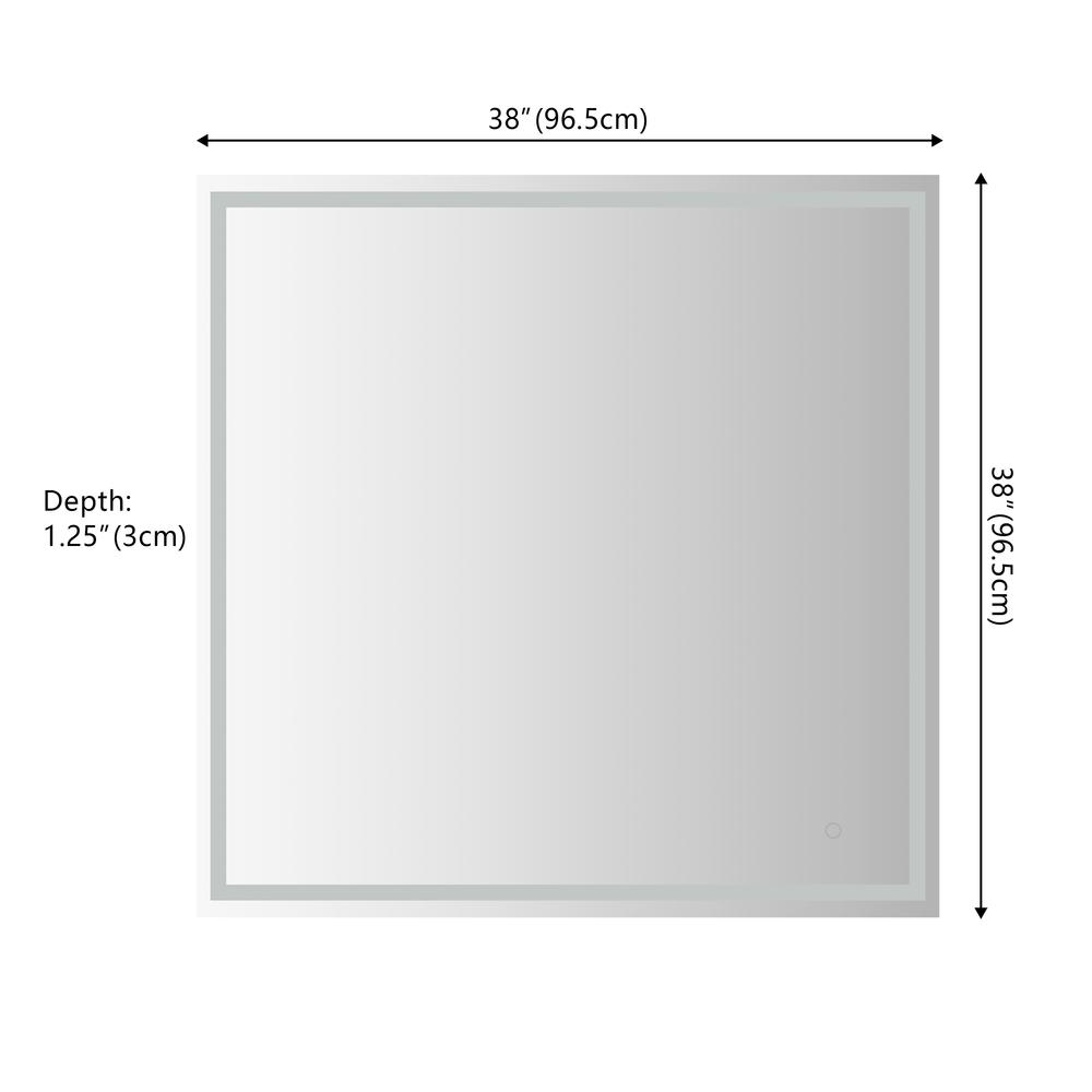 Pax Large Square Frameless Antifog Front/Back-Lit Wall Bathroom Vanity Mirror. Picture 10