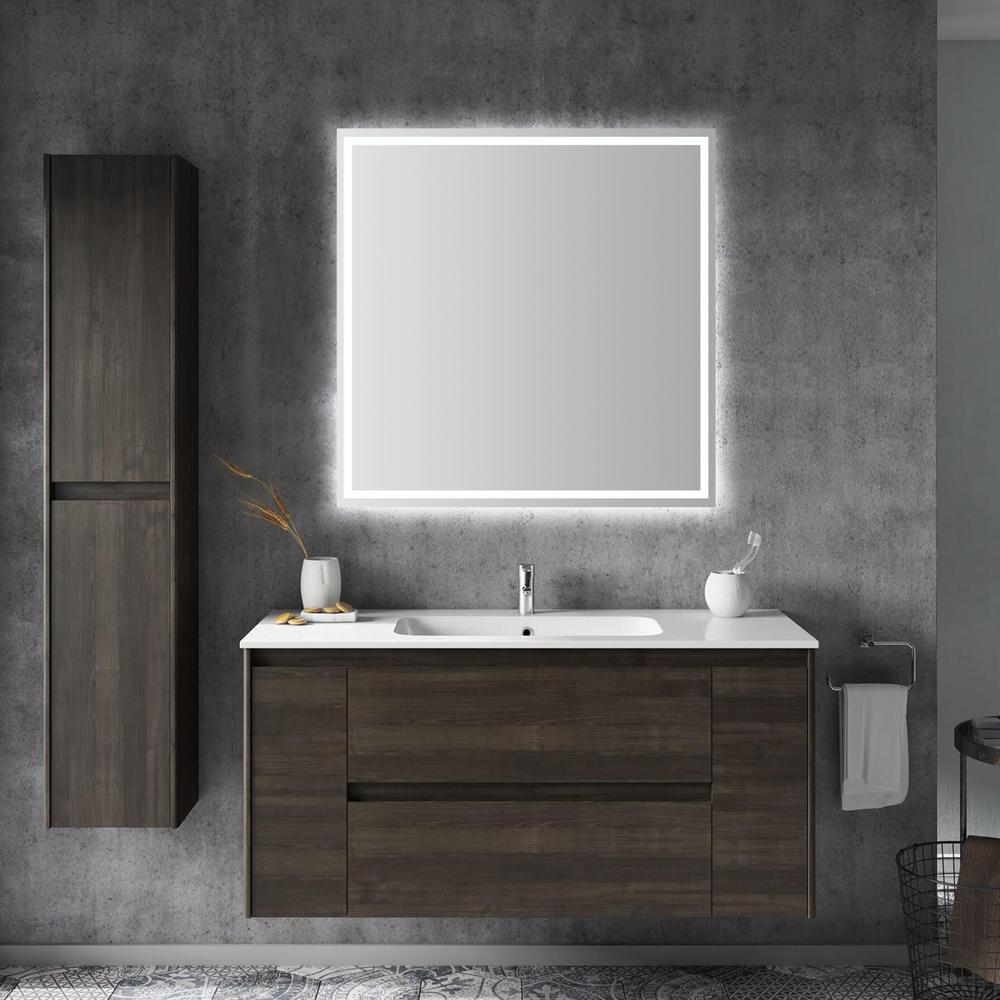 Pax Large Square Frameless Antifog Front/Back-Lit Wall Bathroom Vanity Mirror. Picture 7