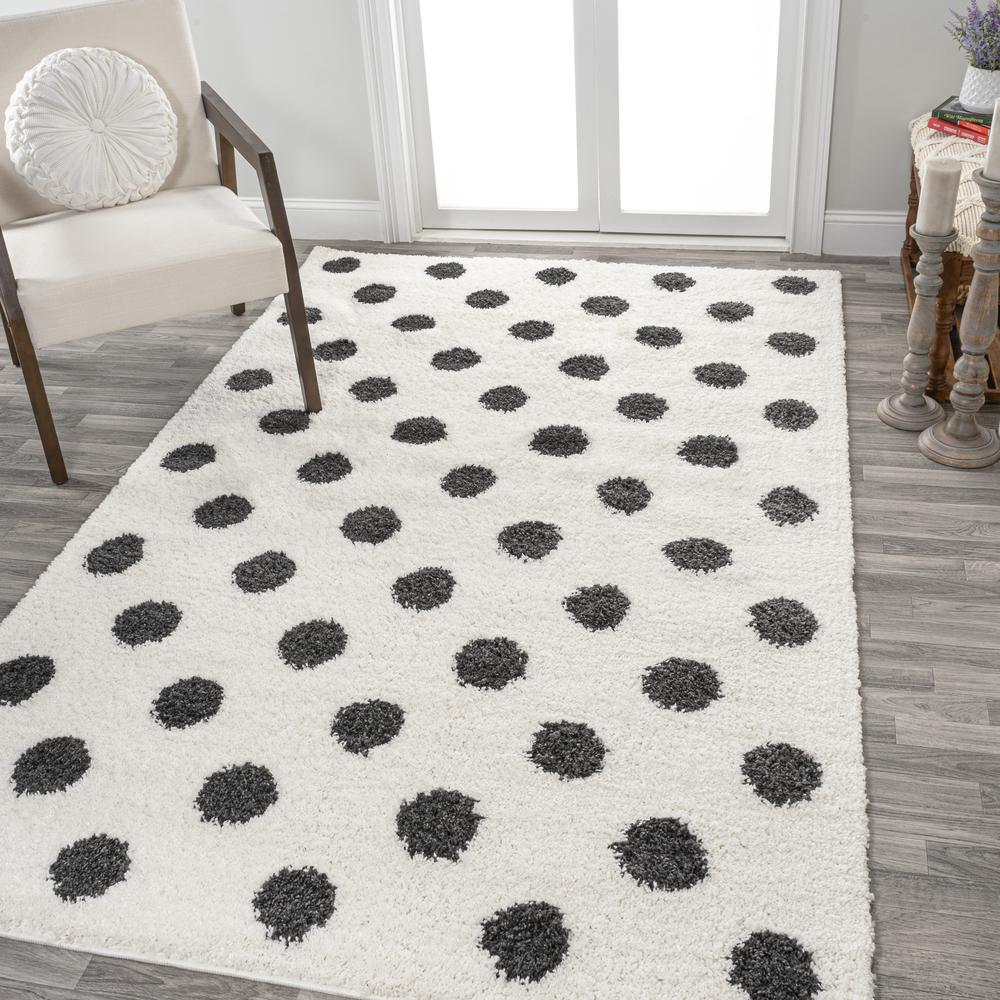 Pere Modern Charcoal Dot Shag Area Rug. Picture 3