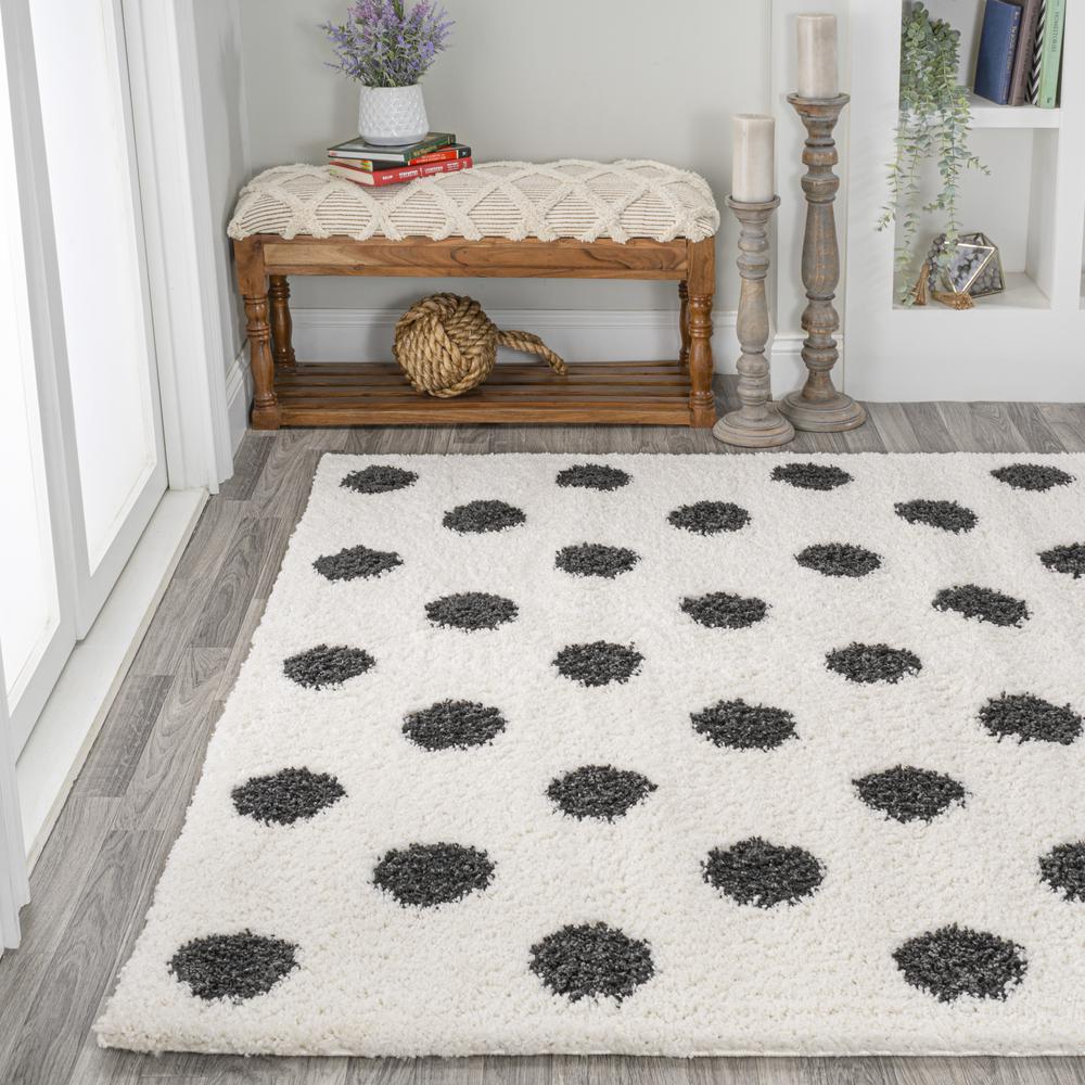 Pere Modern Charcoal Dot Shag Area Rug. Picture 4